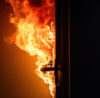 Global Facilities Door on fire
